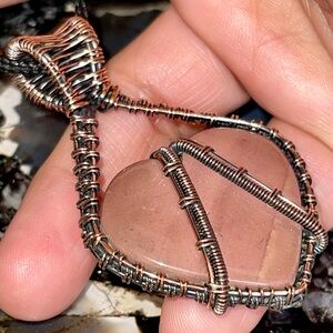 Copper Wire- Wrapped Mookaite Crystal Pendant 2 1/2”